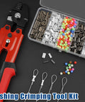 Ultimate Pro Grade Fishing Crimping Tool Kit With High Carbon Steel Pliers, 4 crimp sizes, 500 pieces crimp sleeves beads set
