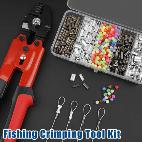 Ultimate Pro Grade Fishing Crimping Tool Kit With High Carbon Steel Pliers, 4 crimp sizes, 500 pieces crimp sleeves beads set