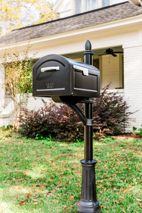 All Weather Aluminum Mailbox Post Built For Outdoors With A Tough As Nails Lightweight Feel, Powder Coated Finish, Model 7510B10 Black