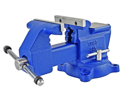 Beefy 6 Inch Combination Vise For Pipe And Bench Work With Swivel Base Cast Iron Frame And Steel U Channel Replaceable Serrated Jaws Big Anvil Surface Built Tough And Ready, blue vise
