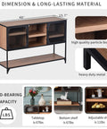 Rock Solid Industrial Buffet Sideboard Console Table With Rustic Farmhouse Barnwood Vibe And Heavy Metal Grid Doors, featuring dimensions 48"x15.7"x32".