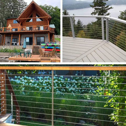 Deck with One Eighth Inch Stainless Steel Cable With Cutter, 7x7 Strands Construction, T316 Stainless Steel For Deck Railing