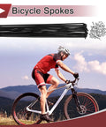 Cyclist with 38 Piece 14G Bicycle Spokes 292mm Length With 2mm Elbow Diameter 4mm Nipples Black Carbon Steel Set