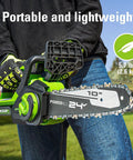 Powerful 24 Volts Cordless Chainsaw Using 10 Inch Low Recoil Bar For Storm Cleanup Branch Trimming And Firewood Processing Fast Badass Cutting Power Heavy Duty Tools Only, 5.7 lbs.