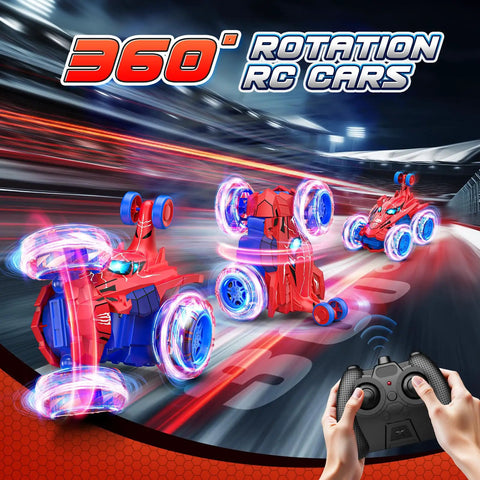 Rechargeable RC Car For Kids With 360 Flips 4WD Stunt Vehicle With Bright LED Lights Totally Rad Outdoor Toy Gift on track