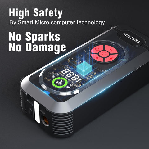 Beefed Up Jump Starter With Air Compressor And Tire Inflator 150 PSI Portable 12V Jump Box LED Display and Controls