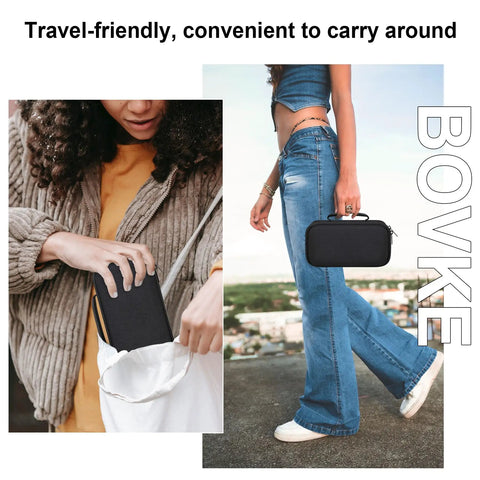 Woman carrying Rugged Carrying Case For Wingman HD GPS Speaker in black, showing portability and travel-friendly design.