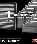 Lifetime Cabin Air Filter For Jeep And Ram SUVs And Trucks, Washable And Reusable next to disposable filters, shows savings