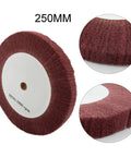 Top Tier Nylon Fiber Flap Polishing Wheel For Curves And Tight Spots Non Woven Abrasive Buffing Disc Delivers Shadow Free Finish On Wood And Metal Surfaces At 250mm Size showing close-up details.