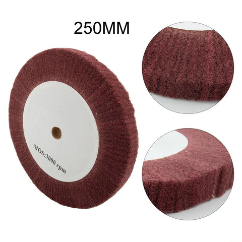 Top Tier Nylon Fiber Flap Polishing Wheel For Curves And Tight Spots Non Woven Abrasive Buffing Disc Delivers Shadow Free Finish On Wood And Metal Surfaces At 250mm Size showing close-up details.