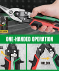 Three Piece Aviation Tin Snips Set With Left Right And Straight Cut For Sheet Metal, Drop Forged Cr-Mo Steel Blades With Serrated Edges