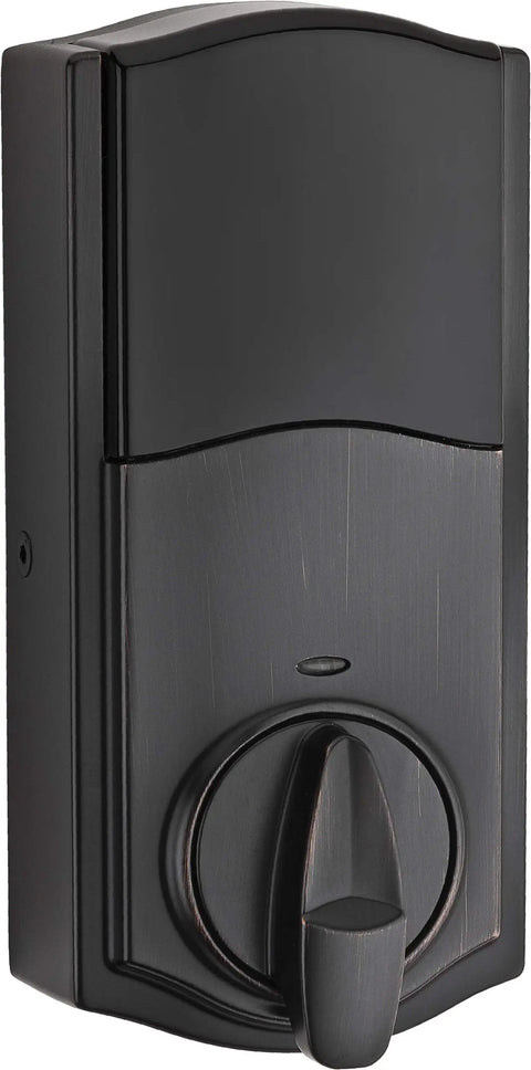 Slick Keyless Entry Touchscreen Smartcode Electronic Deadbolt Rocking Smartkey Security and Zigbee 3 Tech in a Smooth Venetian Bronze Finish.
