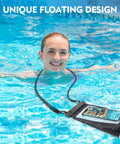 Woman swimming with Waterproof Phone Pouch With Sealing Strip, Large Capacity Dry Bag floating, showcasing unique floating design