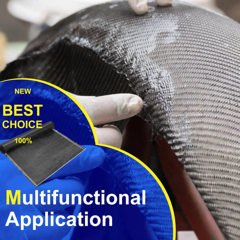 Carbon Fiber Twill Weave Cloth Roll 10 Feet By 12 Inches Black 3K 220G For Car Structural Reinforcement On Concrete Walls Basements And Boat Repairs 1 Roll Pack Ideal For DIY Projects And Marine Auto Restoration application on curved surface