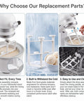 Ice Cream Maker Attachment Set For Tilt Head Stand Mixers, 2 Piece Paddle And Drive Assembly, replacement fitted on mixer bowl