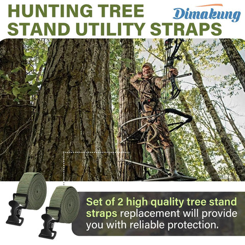 Hunter using Beefy Tree Stand Straps For Climbing Stands Hang On Stabilizer Straps With Buckle Backpack Straps For Deer Hunting