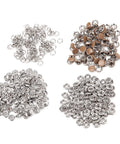 All-in-One DIY-Friendly 100-Piece Brass Snap Fasteners Kit Gold Tone for Crafting, Sewing and Leather Work, Rustproof and Durable with Hollow and Solid Snaps, Equal Male and Female Pieces, Easy Install, assorted snap parts shown