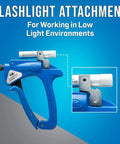 Aluminum Insulated Manual Wire Wrapping Tool with LED Flashlight, Pro Grade Build, close-up of flashlight attachment