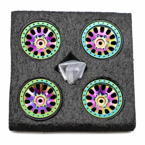 Brass 1.3 Inch Beadlock Wheels For 1/18 To 1/24 RC Crawlers With Low CG Weighting And Minus 5.40mm Offset CNC 7mm Hex Rims