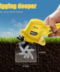 Cordless 20V Tiller Cultivator For Gardening digging soil, ergonomic grip, 4-inch depth in use