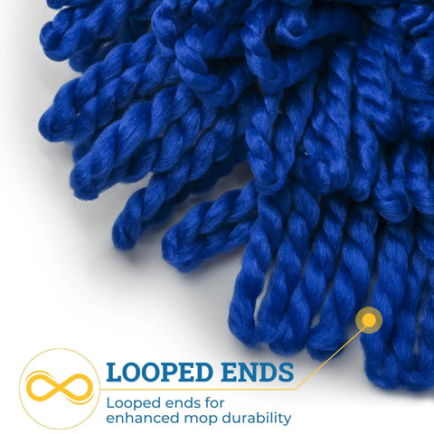 Close-up of blue 18 Inch Microfiber Dust Mop Head Replacement, Large Washable Commercial Mop Head, Heavy Duty Looped End