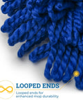 36 Inch Microfiber Dust Mop Head Replacement For Commercial Cleaning Large Washable Mop Head Durable Sweeper For Janitorial Supplies And Floors Blue With Looped Ends To Reduce Lint And Fraying For Pro Grade Performance close-up of looped ends