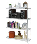 4 Tier Standing Adjustable Wire Shelving Unit With Fixed Feet For Rock Solid Stability And Wobble Free Storage, Silver Gray Finish