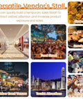 Versatile Vendor's Stall showcasing food, shoes, drinks, and dolls, emphasizing street food and sales settings.