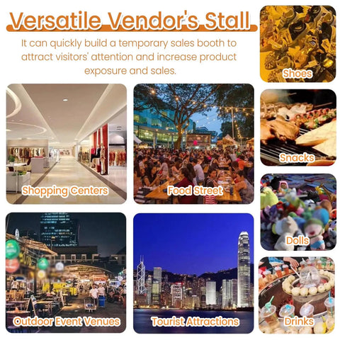 Versatile Vendor's Stall showcasing food, shoes, drinks, and dolls, emphasizing street food and sales settings.