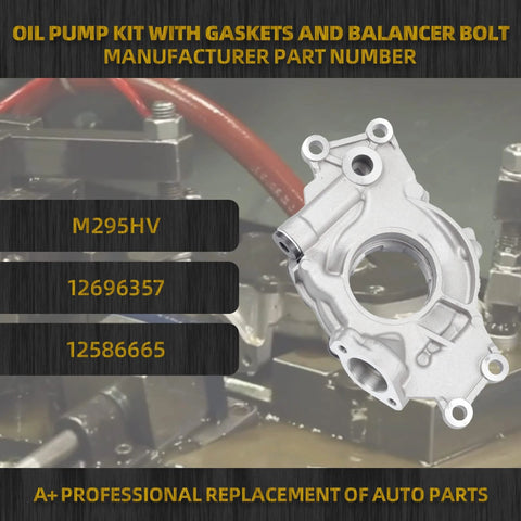 High Volume M29-5HV Beefed Up Oil Pump Kit for GM Vortec V8 Engines showing pump design and gaskets included