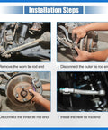 4Pcs Front Inner Outer Tie Rod Ends Kit For Ford Escape 2009 2012 And Mazda Tribute 2010 2011 Drag Link Steering Suspension Upgrade For A Smoother Ride And Dialed In Handling. installation steps for front tie rod ends on wheel assembly