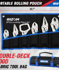 Six Piece Locking Pliers Set With Curved Jaw Needle Nose And C Clamp Vise Grips in rolling pouch