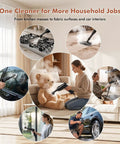 Heyvtoryin 2500W Steam Cleaner For Home With 1.6L Tank And Quick Heat Up To 3 Seconds in use on various surfaces including a couch, car, and teddy bear.