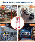 Wide range of application for Professional Grade 6 Ton Hydraulic H Frame Shop Press With Adjustable Height Base And Press Plates Built Like A Tank For Pulling Bearings Auto Repair And Metalworking Red.