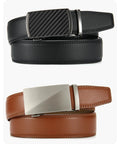 Men's Leather Ratchet Belt 2 Pack With Custom Fit Up To 1.5 Inches, Easy Click Buckle, Effortless Style For Any Occasion, 35mm Wide