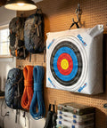 Beast-Size Outdoor Archery Target Bag 36 By 30 By 11 Inches hanging on wall in home range