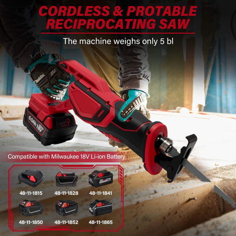 Cordless Reciprocating Saw With Brushless Motor 0-3500 RPM Tools Free Blade Install displayed on wooden surface.