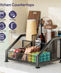 Space Saving Coffee Bar Organizer For Countertop With Tiered Shelves And Removable Top Shelf, K Cup Pod Storage Rack for kitchen.