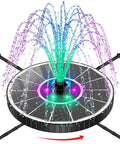 Sun Powered 3.5W Glass Solar Fountain With Swivel-Out Rods LED Lights 2000mAh Battery And 7 Nozzles Outdoor Bird Bath Water Pump