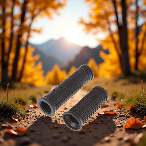 Two Piece Black MTB Handlebar Grips For Twist Shifters Shockproof Anti Slip TPR Rubber Long Or Short Grips in autumn scenery