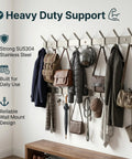 Brushed Nickel Wall Mount Coat Rack With 24 Inch Stainless Steel Rail And 8 Heavy Duty Double Hooks, coats and bags hanging