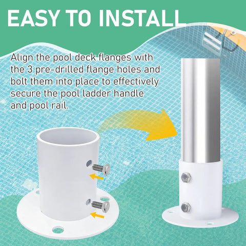 Level Up Your Pool Game With This Badass 304 Stainless Steel Deck Anchor Flange Boasting A Slick White Look That Grips Tight To 1.5 Inch Tubing For Above Ground Pool Ladders And Handrails Built Like Tank Hella Sturdy