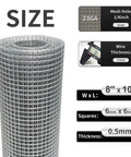 Rugged Heavy Duty Galvanized Wire Mesh Roll 8 Inch By 10 Foot 23 Gauge With 1/4 Inch Openings, size and thickness details