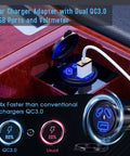 Heavy Duty Road Warrior Plug And Play Car Charger Dual Port Type C USB Socket with voltmeter for 12V 24V devices
