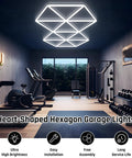 Hexagon Led Garage Lights 27 Pack 6500K Super Bright Daylight Ceiling Lights With Honeycomb Design in gym setting