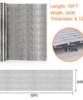 Premium Double Sided Reflective Insulation Roll 23.6 Inch By 10 Foot Aluminum Bubble Heat Barrier showing length, width, and thickness details.