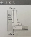 Diagram of Heavy Duty Inset European Cabinet Hinges Non Soft Close Screw Mount dimensions and installation guide for kitchen doors.