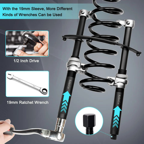 Heavy Duty Coil Spring Compressor Set, 2 Pack With Safety Bracket And Guard Bar, Works On Cars, Trucks, ATVs, UTVs