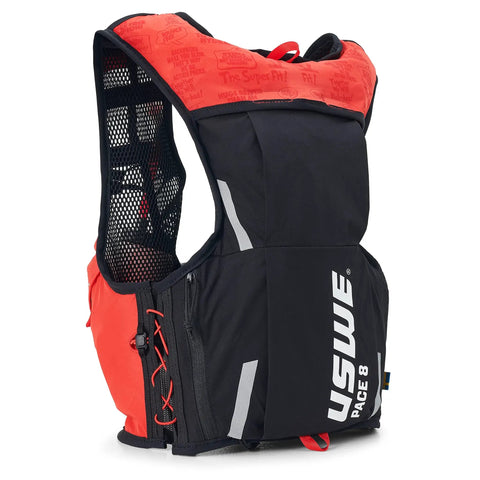 Pace Running Vest Hydration Pack With 2 UltraFlasks 8L Trail Backpack For Men And Women Red Medium, side view