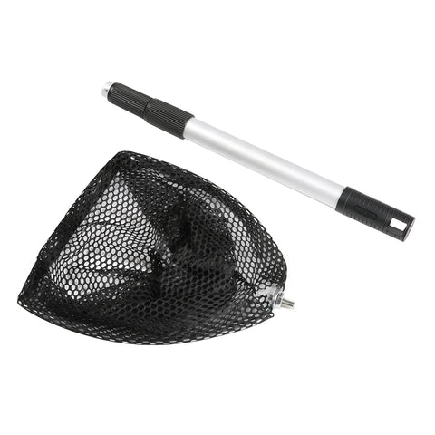 Extendable Ball Picker For Golf And Table Tennis Balls, One Hand Grab, Aluminum Alloy Frame With Nylon Net on white background